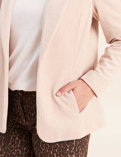 Veste tailleur velours sable femme
