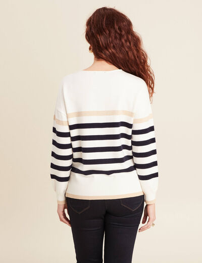 Pull manches longues blanc femme