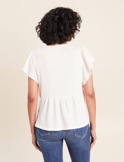 Blouse manches courtes ecru femme