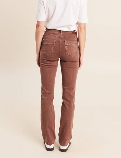 Jean coupe droite taille haute marron clair femme
