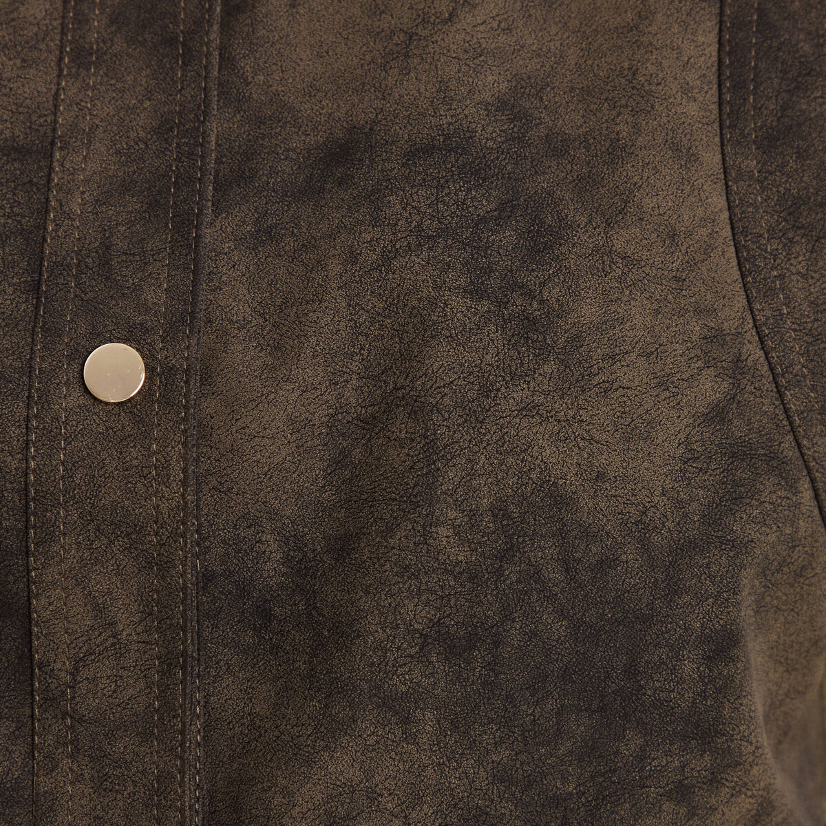 Veste sans manches aspect daim doubl&eacute;e vert kaki femme