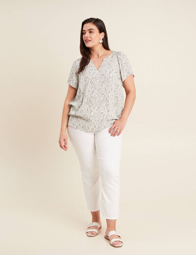 Blouse manches courtes vert kaki femme
