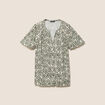 Blouse col v manches courtes fluide vert femme
