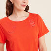 T-shirt manches courtes brod&eacute; orange fonc&eacute; femme