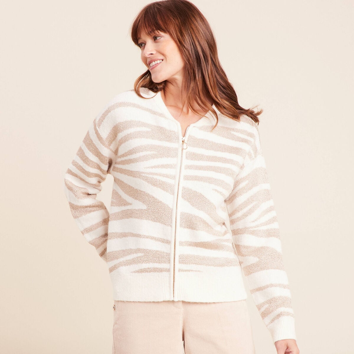 Gilet manches longues blanc femme