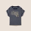T-shirt droit col rond manches courtes noir femme
