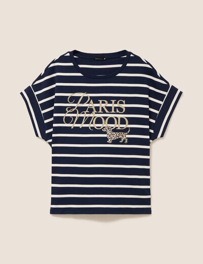 T-shirt droit col rond manches courtes noir femme