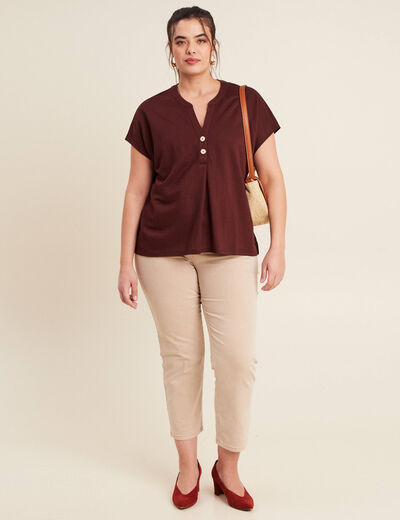 T-shirt manches courtes bordeaux femme