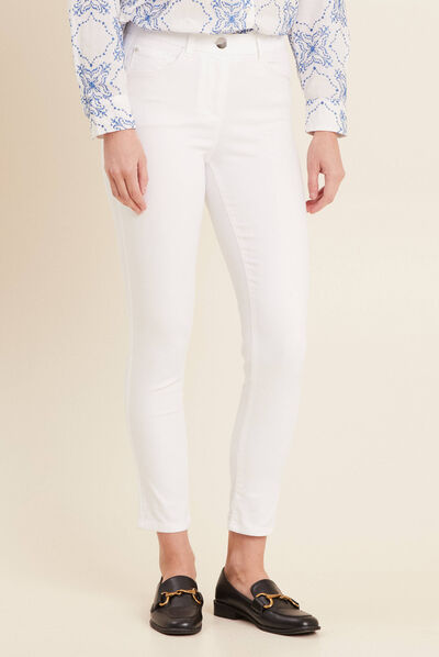 Pantalon léger taille standard 7/8ème blanc femme