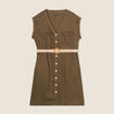 Robe &eacute;vas&eacute;e boutonn&eacute;e vert olive femme