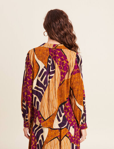 Chemise manches longues multicolore femme
