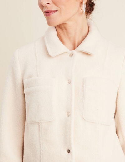 Veste droite bouclette ivoire femme