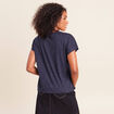 T-shirt &agrave; sequins manches courtes bleu marine femme