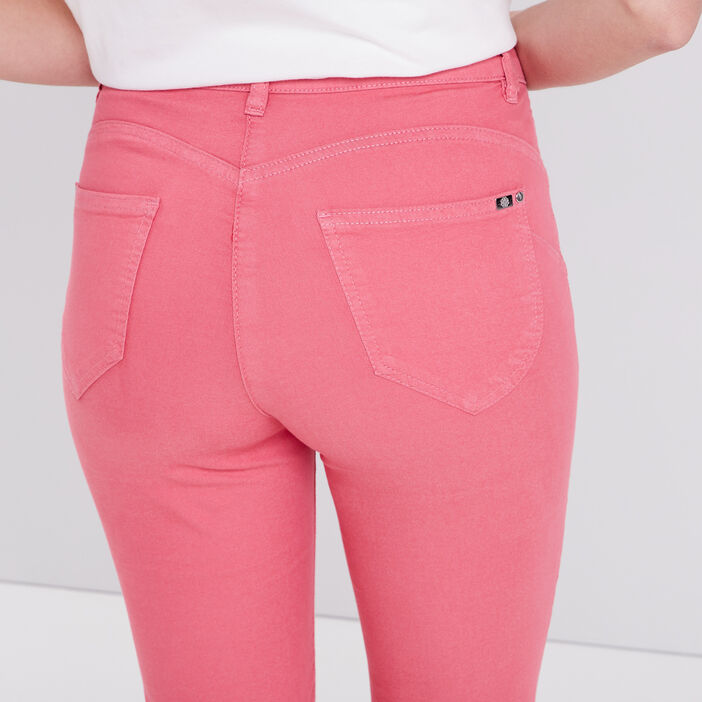 Pantacourt droit taille standard vieux rose femme