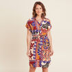 Robe courte manches courtes multicolore femme