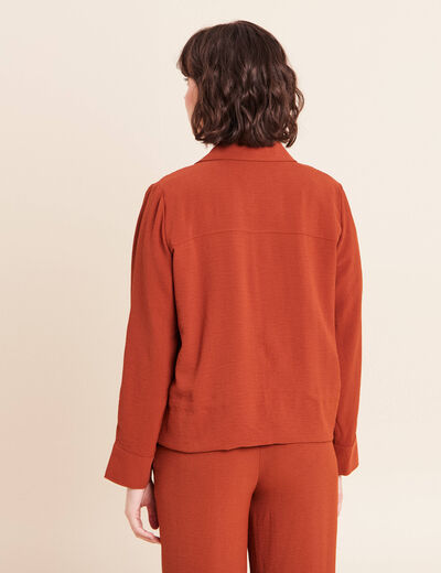 Veste fluide manches longues doubl&eacute;e marron fonc&eacute; femme