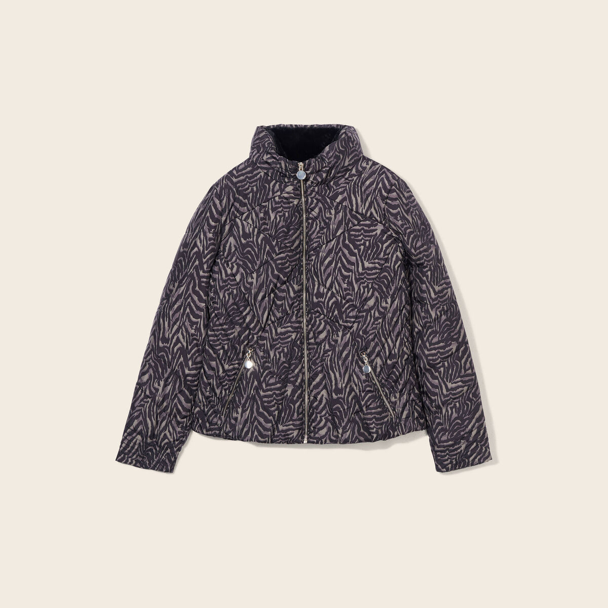 Doudoune déperlante droite zippée noir femme