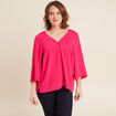 Blouse manches 3/4 rose fushia femme