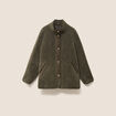 Manteau bouclette doubl&eacute; manches longues vert kaki femme