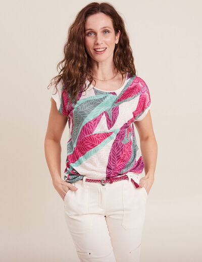 T-shirt manches courtes ecru femme