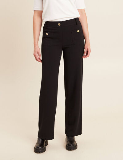 Pantalon droit taille haute noir femme