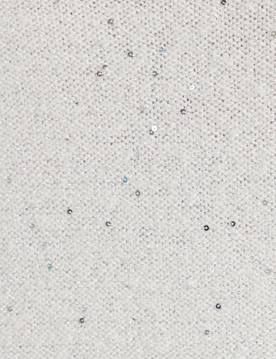 Pull col v manches longues &agrave; sequins gris clair femme