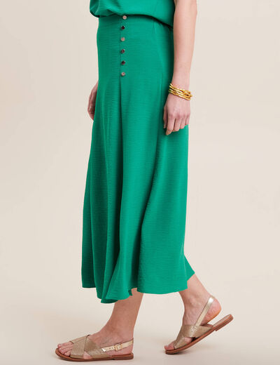 Jupe longue évasée vert émeraude femme