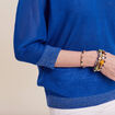 Pull manches longues col en V bleu electrique femme
