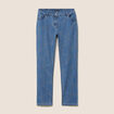 Jean coupe droite 7/8&egrave;me taille bascul&eacute;e denim double stone femme