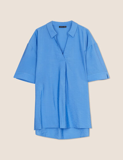 Blouse manches 3/4 bleu femme