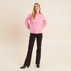 Pantalon coupe bootcut &agrave; pont marron fonc&eacute; femme