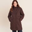 Doudoune doubl&eacute;e avec capuche marron fonc&eacute; femme