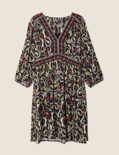 Robe évasée fluide noir femme