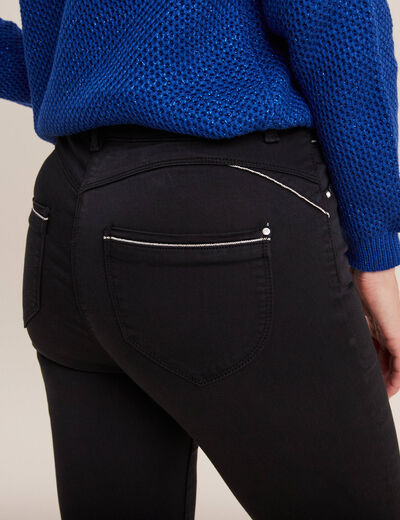 Pantalon ajusté taille haute noir femme
