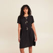 robe courte évasée col rond noir femme