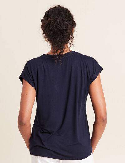 T-shirt manches courtes bleu foncé femme