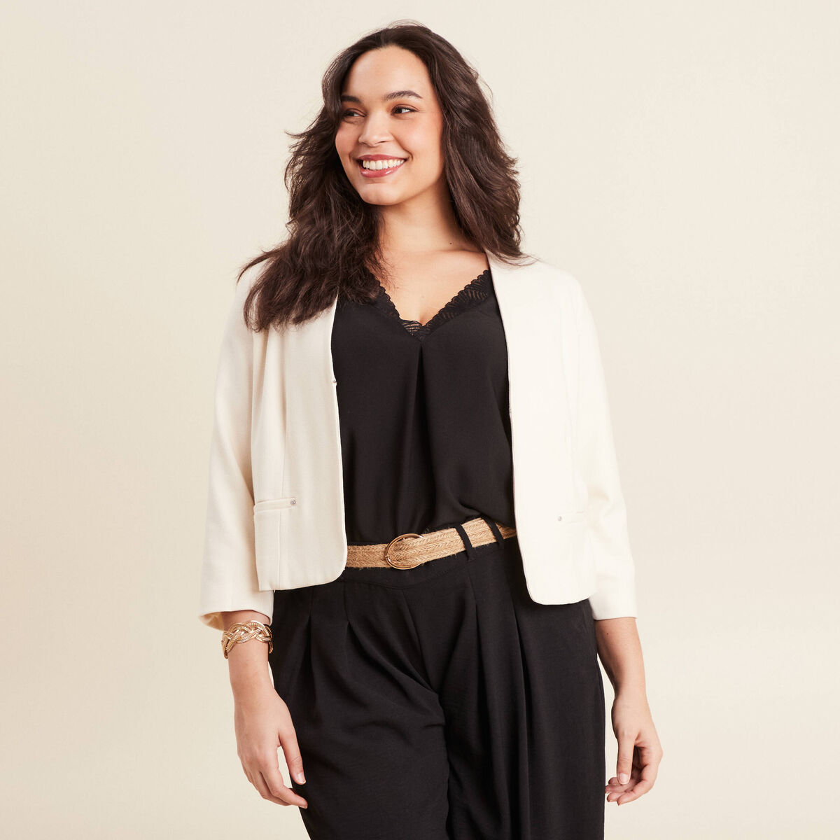Veste cintr&eacute;e ecru femme