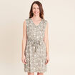 Robe droite ceintur&eacute;e vert femme