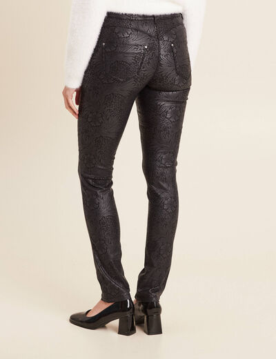 Pantalon ajusté enduit noir femme