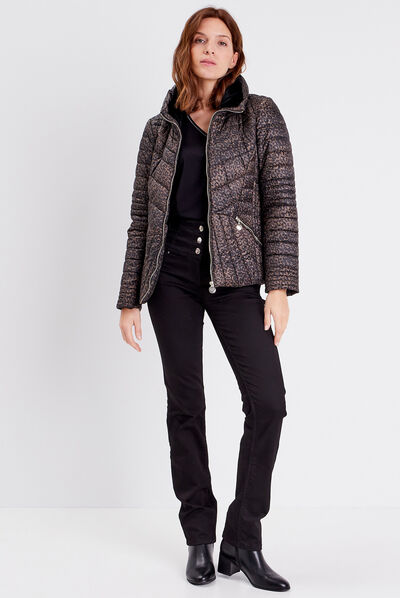 Doudoune droite zippée déperlante noir femme