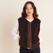 Veste r&eacute;versible duveteuse marron fonc&eacute; femme