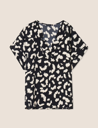 Blouse fluide manches courtes noir femme