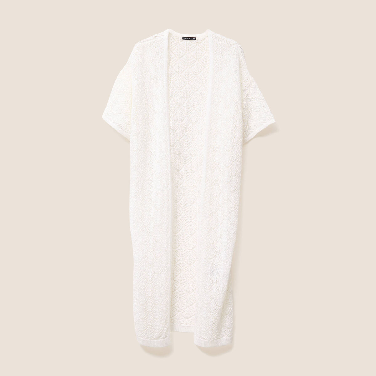 Gilet long manches courtes blanc femme