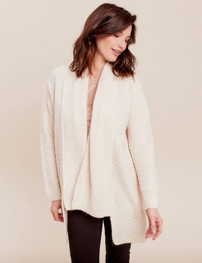 Gilet manches longues creme femme