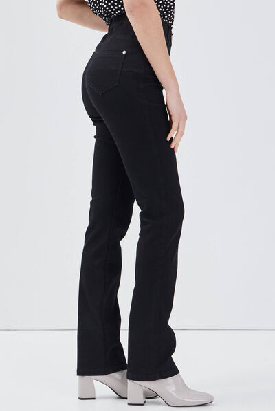 Pantalon large taille haute noir femme