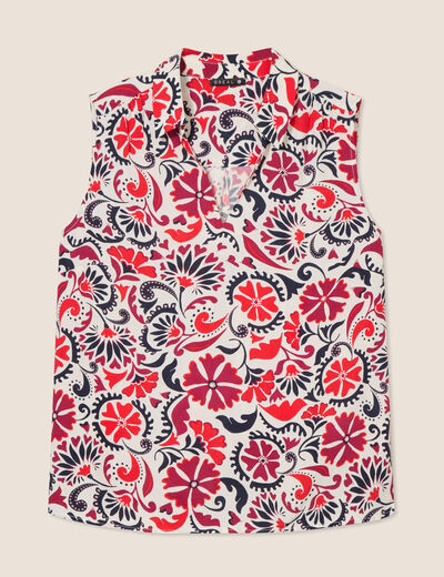 Blouse sans manches blanc femme