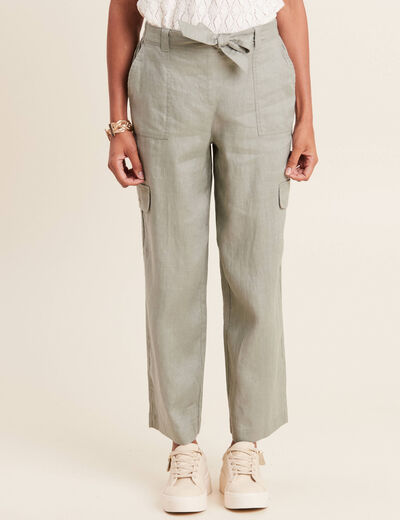 Pantalon large 7/8ème vert clair femme