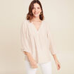 blouse fluide manches 3/4 marron femme