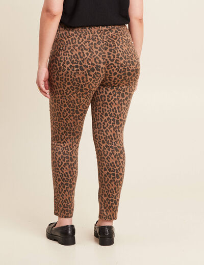 Pantalon léger taille standard 7/8ème marron cognac femme