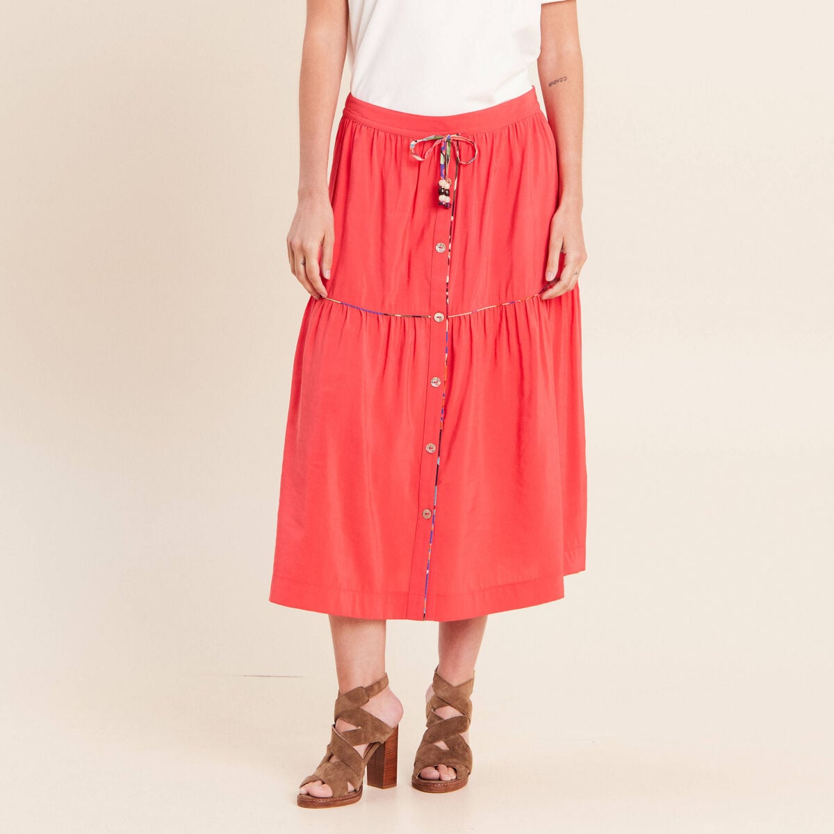Jupe midi rouge femme